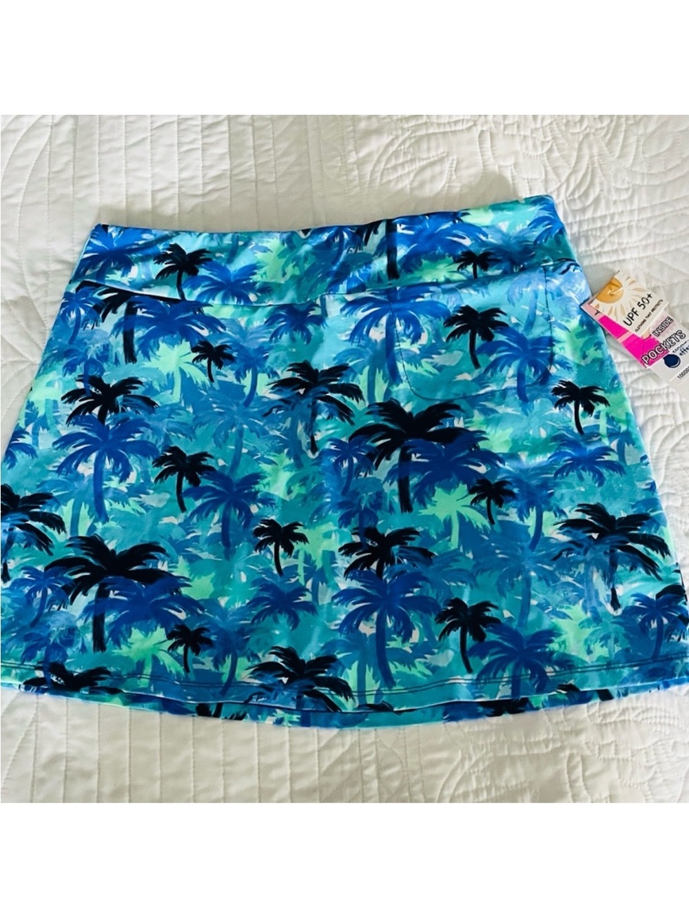 Lulu-B Tropical Blue Palm Print Skirt NWT
